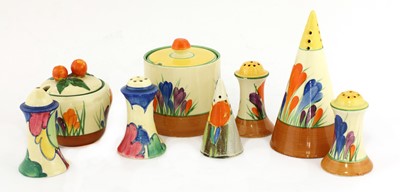 Lot 372 - A Clarice Cliff 'Blue Autumn' muffineer salt and pepper pot set