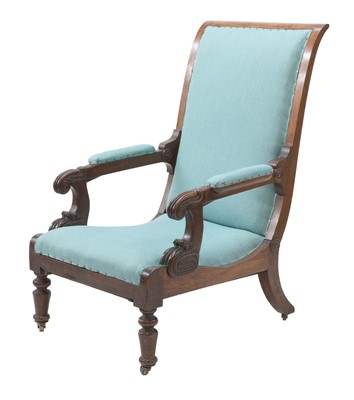 Lot 279 - A rosewood reclining Daw's patent library armchair