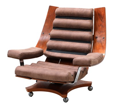 Lot 264 - A teak and chrome swivelling 'House Master' armchair