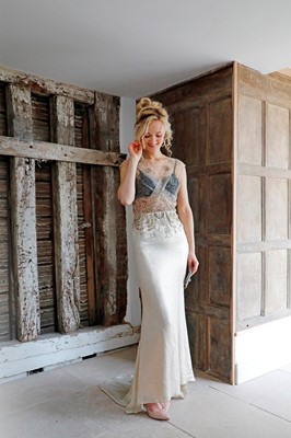 Lot 222 - A Christian Dior gold, mesh and black cocktail dress