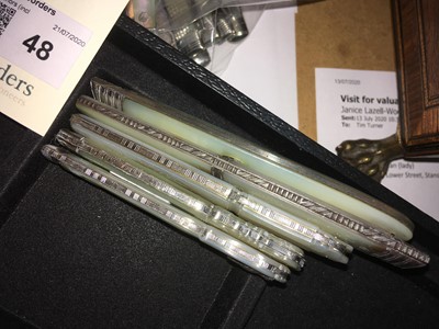 Lot 48 - Five silver and mother-of-pearl folding fruit knives