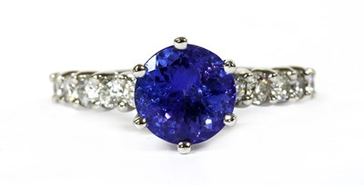 Lot 137 - An 18ct white gold tanzanite and diamond ring