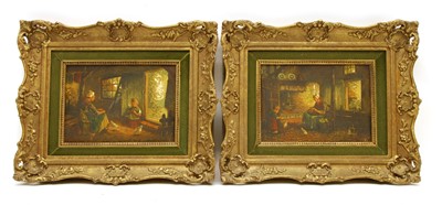 Lot 630 - Two Continental oils of interior scenes