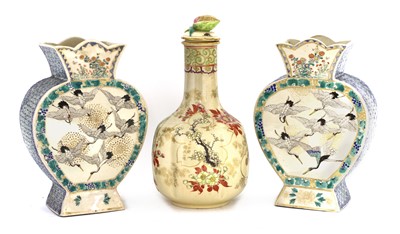 Lot 242 - A pair of Japanese Satsuma vases