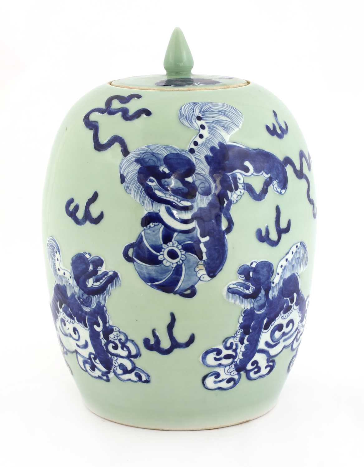 Lot 28 - A Chinese celadon jar and cover