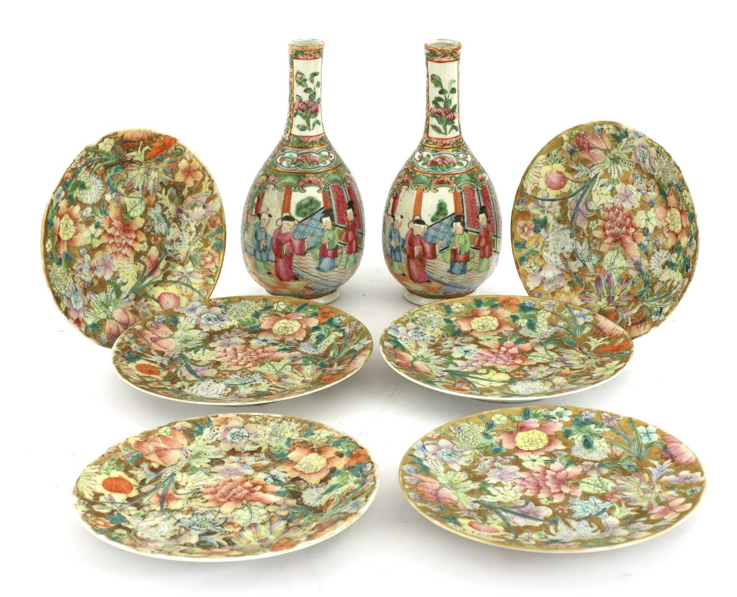 Lot 237 - A set of six Chinese famille rose saucers