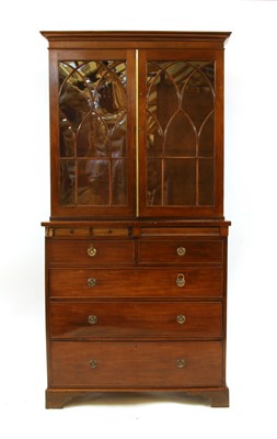 Lot 835 - A mahogany secretaire bookcase