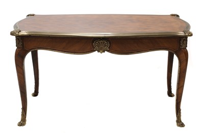 Lot 916 - A parquetry and ormolu table