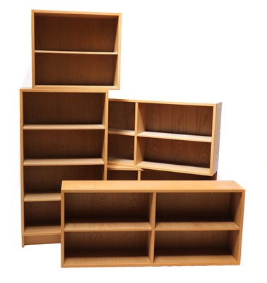 Lot 484 - Five various sizes of oak bookcases