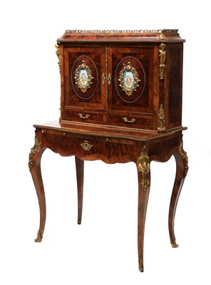 Lot 911 - A walnut and parquetry bureau de dame