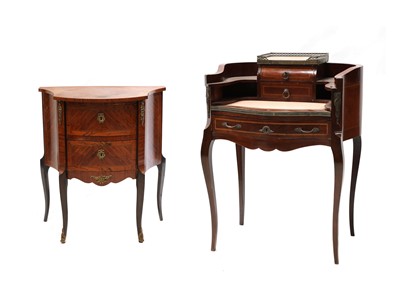 Lot 423 - A parquetry cabinet and a bureau de dame