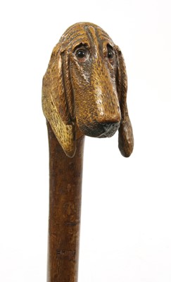 Lot 749 - A Brigg carved bloodhound walking stick