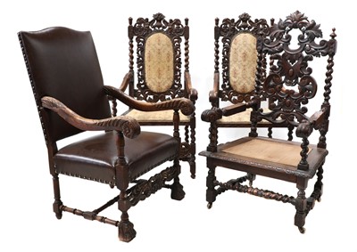 Lot 912 - Four oak armchairs