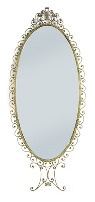 Lot 942 - A brass cheval mirror