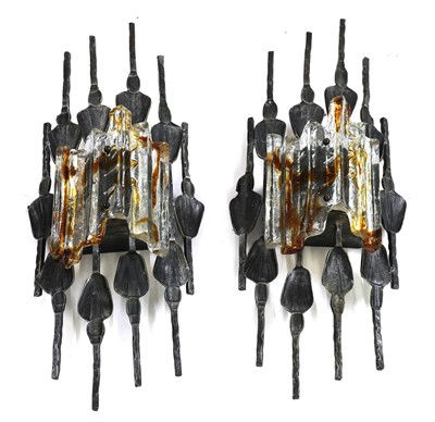 Lot 148 - A pair of brutalist Swedish wall lights