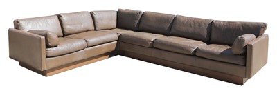 Lot 198 - A Danish buffalo leather corner settee