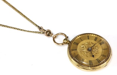Lot 84 - An 18ct gold key wound open-faced pocket watch