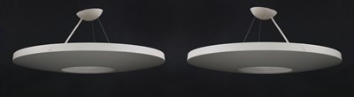 Lot 329 - A pair of white pendant lamps