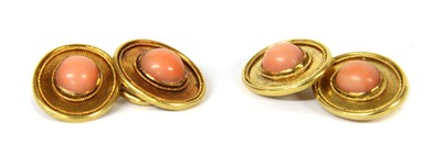 Lot 18 - A pair of gold coral cufflinks