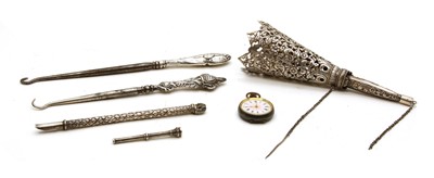 Lot 226 - Two silver boot lace moon silver pencils