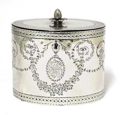 Lot 6 - A George III silver oval tea caddy