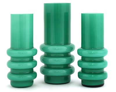 Lot 381 - A set of three Swedish Alsterfors glass vases