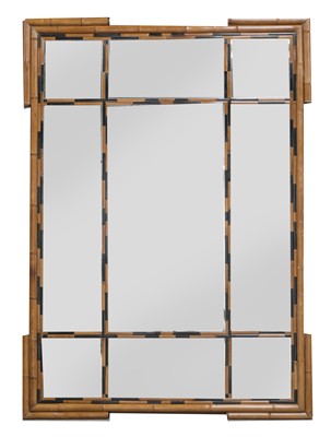 Lot 125 - A large bamboo overmantel mirror