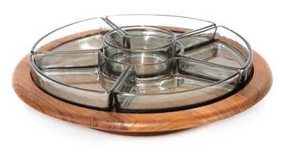Lot 238 - A Danish teak and glass lazy Susan