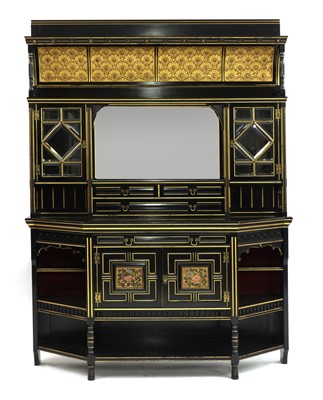 Lot 27 - An Aesthetic ebonised and gilt wall cabinet