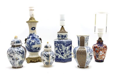Lot 288 - Two pairs of modern Chinese lamps