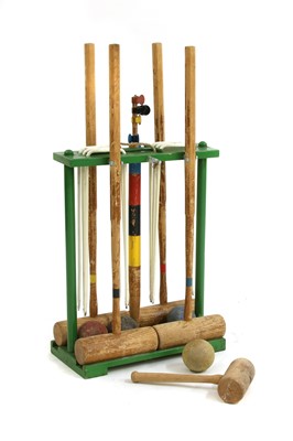 Lot 253 - A vintage croquet set