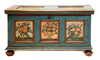 Lot 101 - An Austrian painted pine blanket box