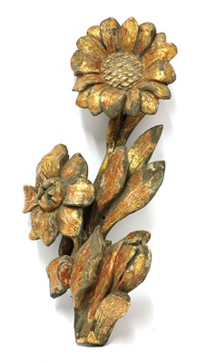 Lot 95 - A carved wooden and gilt carving fragment