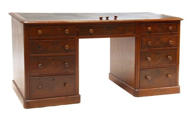 Lot 823 - A Victorian mahogany pedestal desk