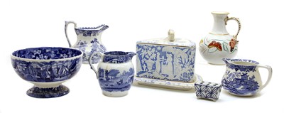 Lot 390 - A blue and white pottery Stilton dish