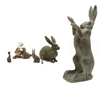 Lot 258 - A modern bronze sculpture of a hare