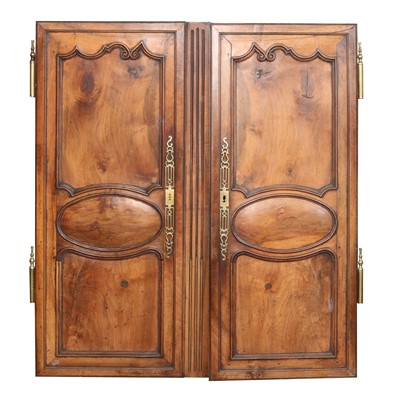 Lot 775A - A pair of French chestnut and brass mounted doors