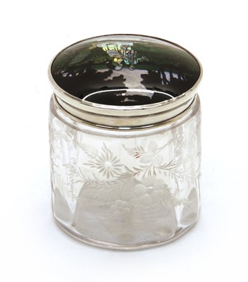 Lot 494 - An Art Deco silver topped vanity jar