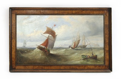Lot 704 - English School (19th Century), Fishing boats in a choppy sea