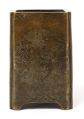 Lot 330 - A Chinese bronze brush pot