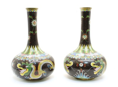 Lot 239 - A pair of Chinese cloisonne vases