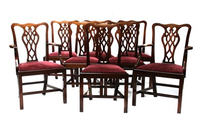 Lot 951 - A matched set of fourteen Chippendale style mahogany dining chairs