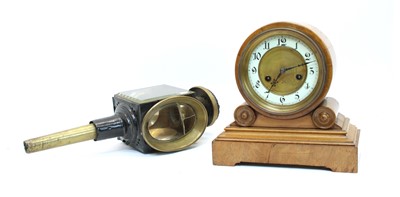 Lot 381 - A walnut mantel clock