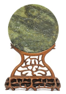 Lot 344 - A Chinese jade table screen
