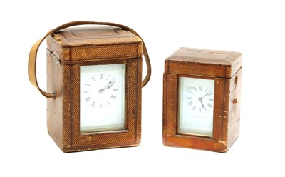 Lot 441 - A French brass carriage timepiece