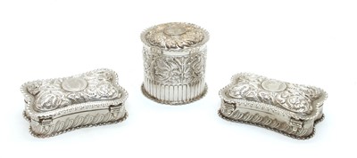 Lot 522 - A suite of three silver coin boxes
