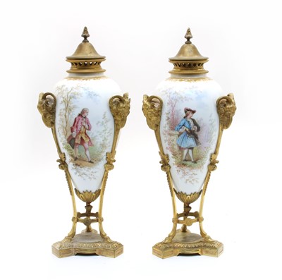 Lot 133 - A pair of 19th century French porcelain vases