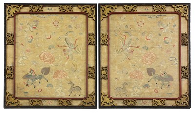 Lot 328 - A pair of Chinese embroidered panels