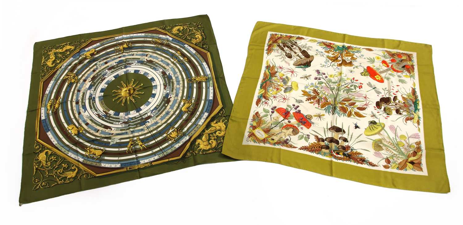 Lot 134 - An Hermès 'Dies et Hore' silk scarf