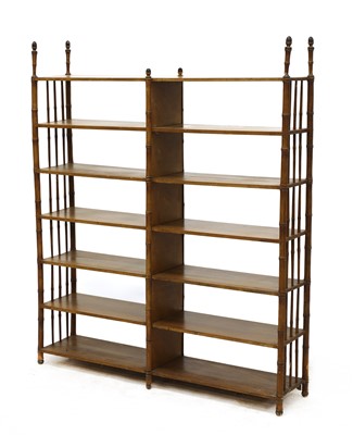 Lot 919 - A set of faux bamboo open bookshelves